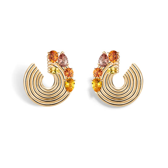 Серьги Blast, Repossi, желтое золото, турмалины, спессартины, цитрины 