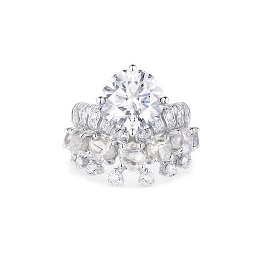 Кольцо Echo, De Beers, белое золото, центральный круглый бриллиант (5,21 карата), бриллианты 