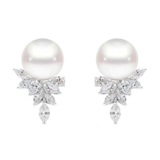 Серьги Mercury из коллекции Pearls; белое золото, бриллианты, жемчуг 