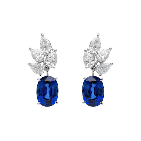 Серьги Mercury из коллекции Color; белое золото, бриллианты, сапфиры 