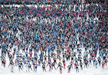 Февраль. Химки. Старт соревнования «Московская лыжня-2017»