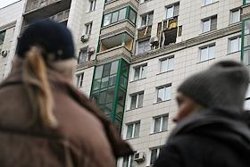 Последствия атаки БПЛА в ЖК 'Изумрудные холмы' г.Красногорск